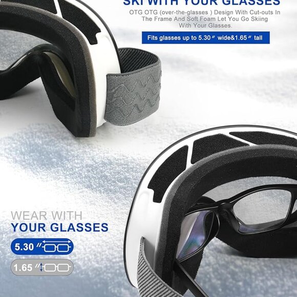 Snow Goggles with Anti Fog and UV Protection Over Glasses 2 Pack - Picture 9 of 10